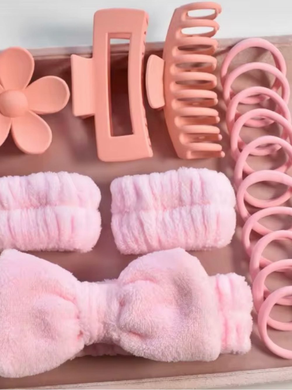 Pink Women's Hair Accessory Set - Soft Headband & Clips